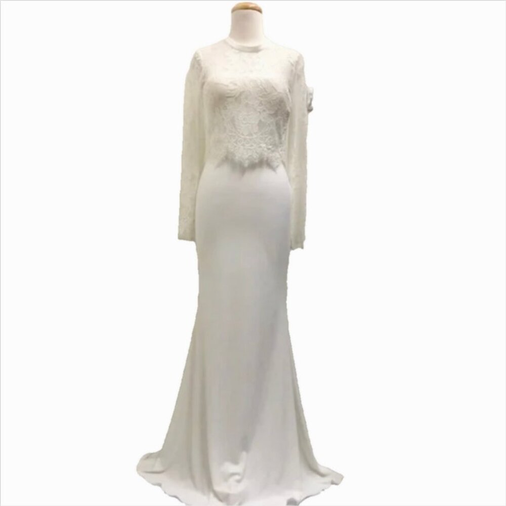 Lotus Threads Hand Beaded Long Sleeve Wedding Formal Gown